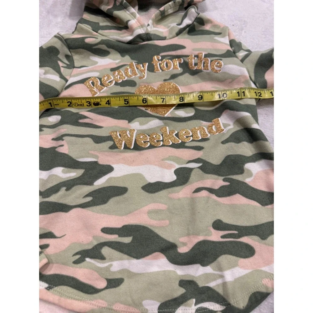 Jenna & Jessie‎ Girls Camo Hoodie and Joggers Set Pink Green Glitter Size 7